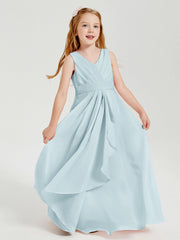 Abiti Damigella Stile Boho Lunghi In Chiffon Gonna A Cascata Nebbia