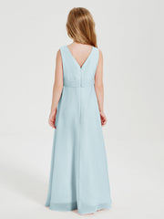 Abiti Damigella Stile Boho Lunghi In Chiffon Gonna A Cascata Nebbia