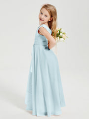 Abiti Damigella Stile Boho Lunghi In Chiffon Gonna A Cascata Nebbia