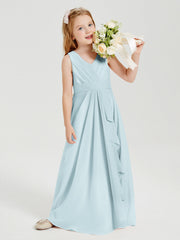 Abiti Damigella Stile Boho Lunghi In Chiffon Gonna A Cascata Nebbia