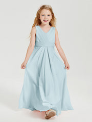 Abiti Damigella Stile Boho Lunghi In Chiffon Gonna A Cascata Nebbia