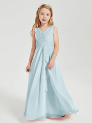 Abiti Damigella Stile Boho Lunghi In Chiffon Gonna A Cascata Nebbia