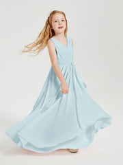 Abiti Damigella Stile Boho Lunghi In Chiffon Gonna A Cascata Nebbia