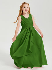 Abiti Damigella Stile Boho Lunghi In Chiffon Gonna A Cascata Muschio