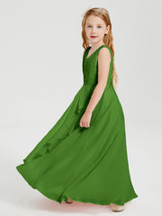 Abiti Damigella Stile Boho Lunghi In Chiffon Gonna A Cascata Muschio