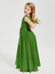 Abiti Damigella Stile Boho Lunghi In Chiffon Gonna A Cascata Muschio