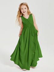 Abiti Damigella Stile Boho Lunghi In Chiffon Gonna A Cascata Muschio