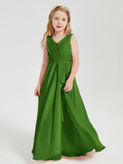 Abiti Damigella Stile Boho Lunghi In Chiffon Gonna A Cascata Muschio