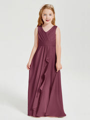 Abiti Damigella Stile Boho Lunghi In Chiffon Gonna A Cascata Gelso