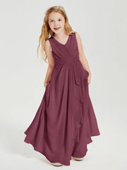 Abiti Damigella Stile Boho Lunghi In Chiffon Gonna A Cascata Gelso