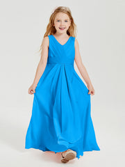 Abiti Damigella Stile Boho Lunghi In Chiffon Gonna A Cascata Blu Oceano