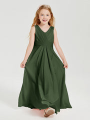 Abiti Damigella Stile Boho Lunghi In Chiffon Gonna A Cascata Verde Oliva