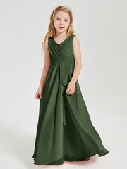 Abiti Damigella Stile Boho Lunghi In Chiffon Gonna A Cascata Verde Oliva