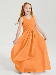 Abiti Damigella Stile Boho Lunghi In Chiffon Gonna A Cascata Arancio