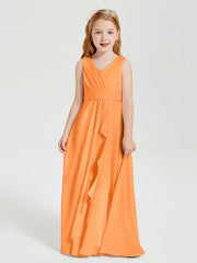 Abiti Damigella Stile Boho Lunghi In Chiffon Gonna A Cascata Arancio