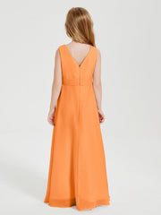 Abiti Damigella Stile Boho Lunghi In Chiffon Gonna A Cascata Arancio