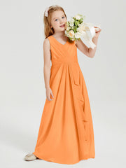 Abiti Damigella Stile Boho Lunghi In Chiffon Gonna A Cascata Arancio