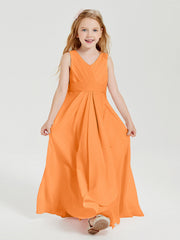 Abiti Damigella Stile Boho Lunghi In Chiffon Gonna A Cascata Arancio