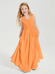 Abiti Damigella Stile Boho Lunghi In Chiffon Gonna A Cascata Arancio