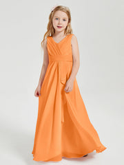 Abiti Damigella Stile Boho Lunghi In Chiffon Gonna A Cascata Arancio