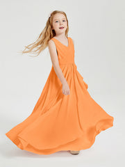 Abiti Damigella Stile Boho Lunghi In Chiffon Gonna A Cascata Arancio
