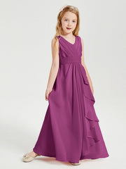 Abiti Damigella Stile Boho Lunghi In Chiffon Gonna A Cascata Orchidea
