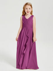 Abiti Damigella Stile Boho Lunghi In Chiffon Gonna A Cascata Orchidea