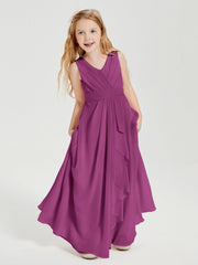 Abiti Damigella Stile Boho Lunghi In Chiffon Gonna A Cascata Orchidea