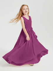 Abiti Damigella Stile Boho Lunghi In Chiffon Gonna A Cascata Orchidea