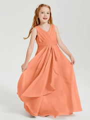 Abiti Damigella Stile Boho Lunghi In Chiffon Gonna A Cascata Papaia