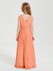 Abiti Damigella Stile Boho Lunghi In Chiffon Gonna A Cascata Papaia