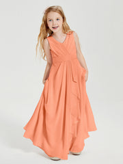 Abiti Damigella Stile Boho Lunghi In Chiffon Gonna A Cascata Papaia