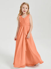 Abiti Damigella Stile Boho Lunghi In Chiffon Gonna A Cascata Papaia