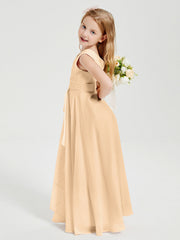 Abiti Damigella Stile Boho Lunghi In Chiffon Gonna A Cascata Pesca