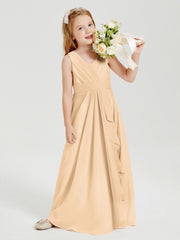Abiti Damigella Stile Boho Lunghi In Chiffon Gonna A Cascata Pesca
