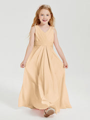 Abiti Damigella Stile Boho Lunghi In Chiffon Gonna A Cascata Pesca