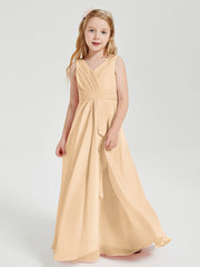 Abiti Damigella Stile Boho Lunghi In Chiffon Gonna A Cascata Pesca