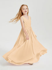 Abiti Damigella Stile Boho Lunghi In Chiffon Gonna A Cascata Pesca