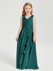 Abiti Damigella Stile Boho Lunghi In Chiffon Gonna A Cascata Pavone