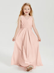 Abiti Damigella Stile Boho Lunghi In Chiffon Gonna A Cascata Rosa Perlato
