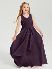 Abiti Damigella Stile Boho Lunghi In Chiffon Gonna A Cascata Prugna