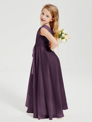 Abiti Damigella Stile Boho Lunghi In Chiffon Gonna A Cascata Prugna