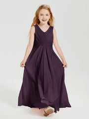 Abiti Damigella Stile Boho Lunghi In Chiffon Gonna A Cascata Prugna
