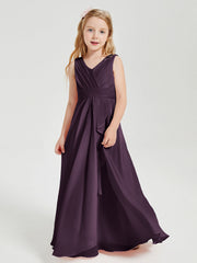Abiti Damigella Stile Boho Lunghi In Chiffon Gonna A Cascata Prugna