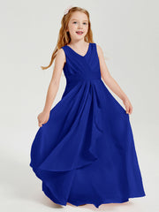 Abiti Damigella Stile Boho Lunghi In Chiffon Gonna A Cascata Blu Royal