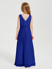Abiti Damigella Stile Boho Lunghi In Chiffon Gonna A Cascata Blu Royal