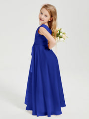 Abiti Damigella Stile Boho Lunghi In Chiffon Gonna A Cascata Blu Royal