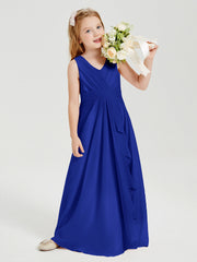 Abiti Damigella Stile Boho Lunghi In Chiffon Gonna A Cascata Blu Royal
