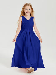 Abiti Damigella Stile Boho Lunghi In Chiffon Gonna A Cascata Blu Royal