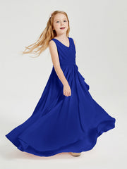 Abiti Damigella Stile Boho Lunghi In Chiffon Gonna A Cascata Blu Royal
